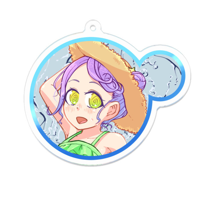 麦わら帽子アクリルキーホルダー - 70 x 70 (mm)