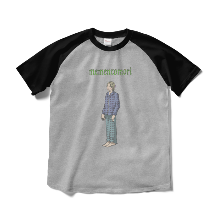 ラグランTシャツ - M - 杢グレー×ブラック