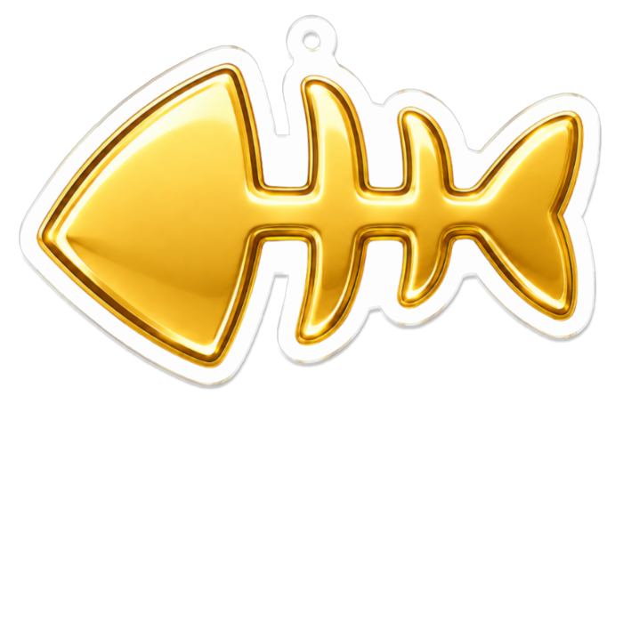 魚の骨アクリルキーホルダー - 70 x 70 (mm)