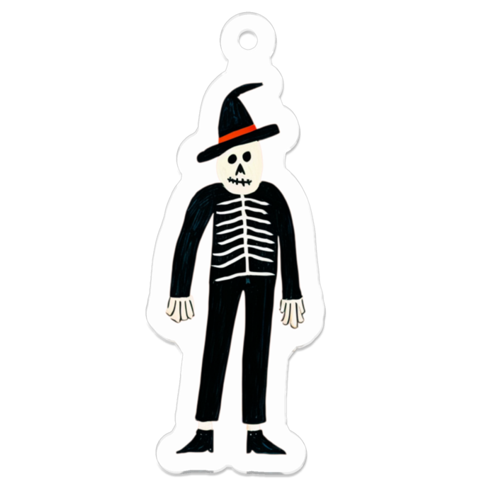 skeleton（骸骨クロ）アクリルキーホルダー（コーティング） - 50 x 50 (mm)