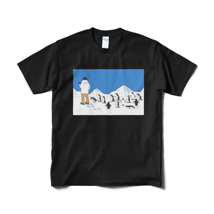 Tシャツ短納期　青色×黒色　M