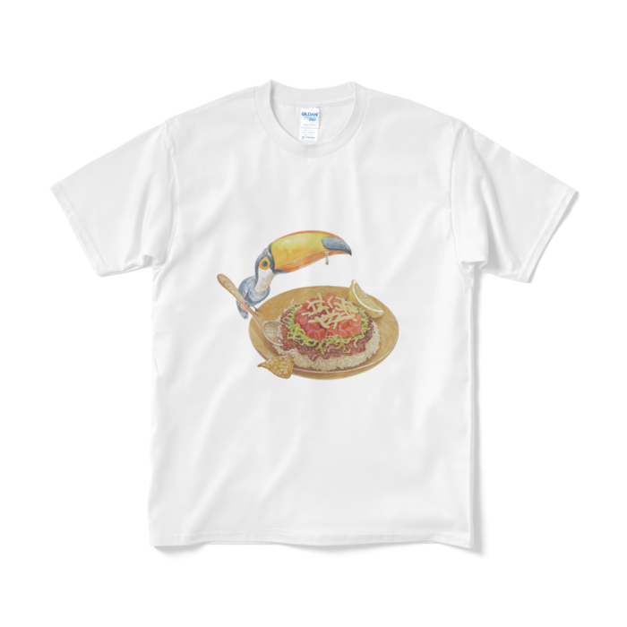 タコライス早く食べたい鳥のtシャツ Hirotoshi Kanou Shop Booth