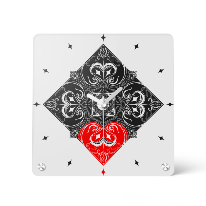 赤色アクリル時計 - 150x150mm(1)