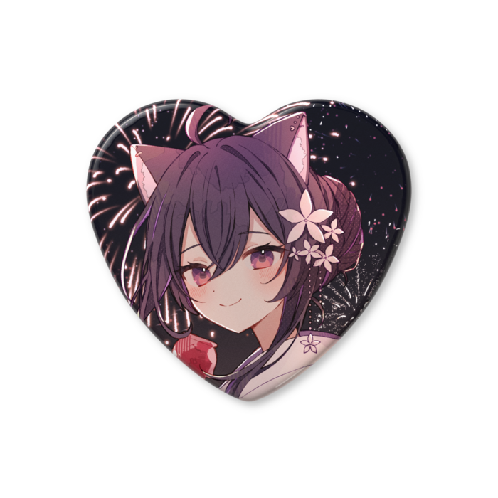 ハート缶バッジ - 52.5 × 57mm