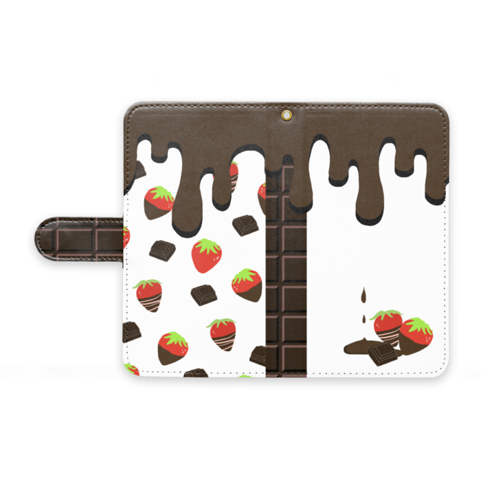 苺チョコ手帳型Androidケース - M - ストラップ穴 あり