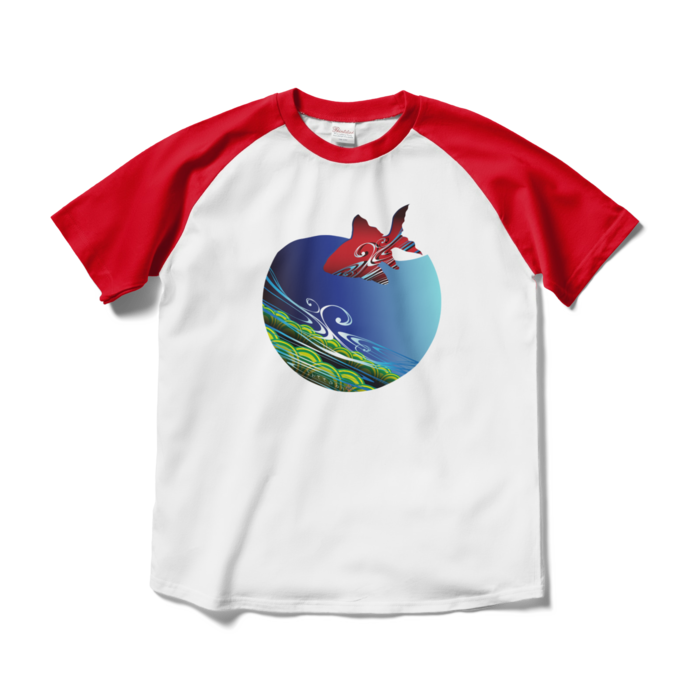ラグランTシャツ - M - ホワイト×レッド