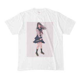 浅野いにお　ドラム　女の子　高校生　セーラー服イエロー キャラクター Tシャツ セーラー服 女の子 等身イラスト Tシャツ - kiikiikiichann - BOOTH