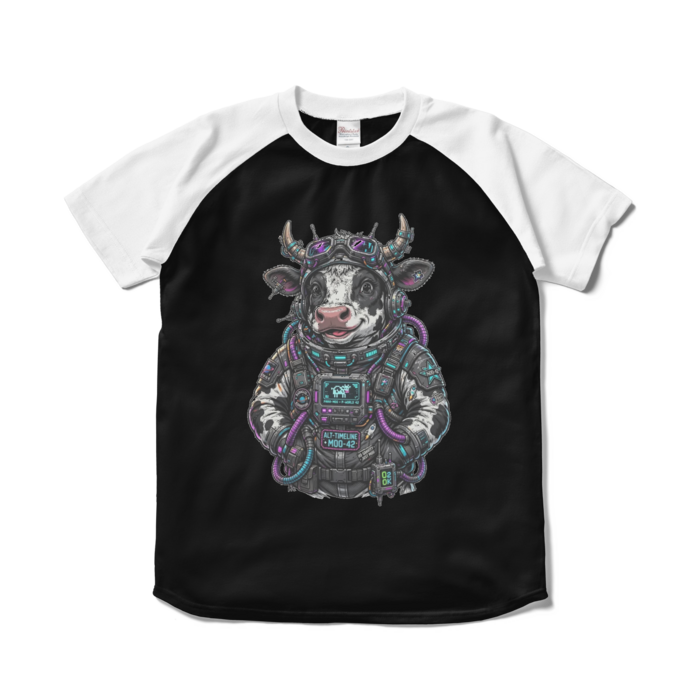 ラグランTシャツ - S - ブラック×ホワイト