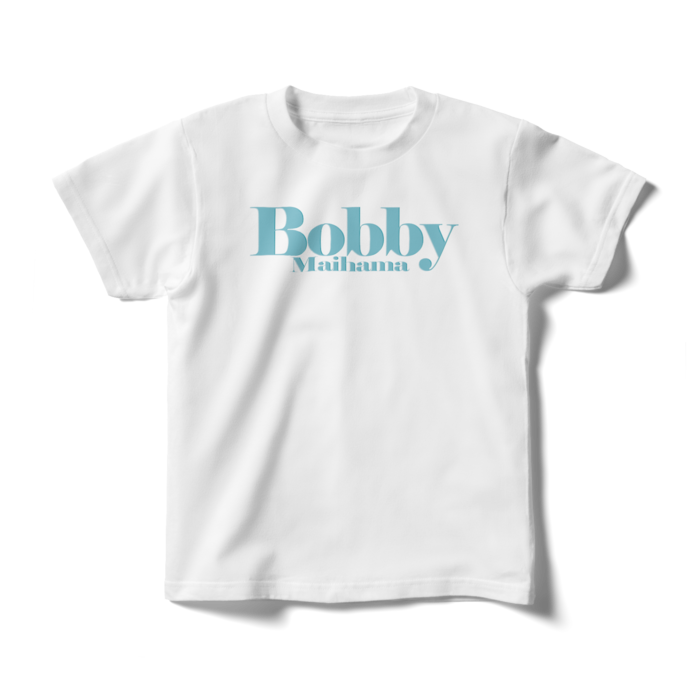 BobbyのキッズTシャツ（ホワイト / ロゴ:アイスグリーン） - 140cm