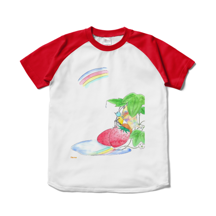 ラグランTシャツ - S - ホワイト×レッド