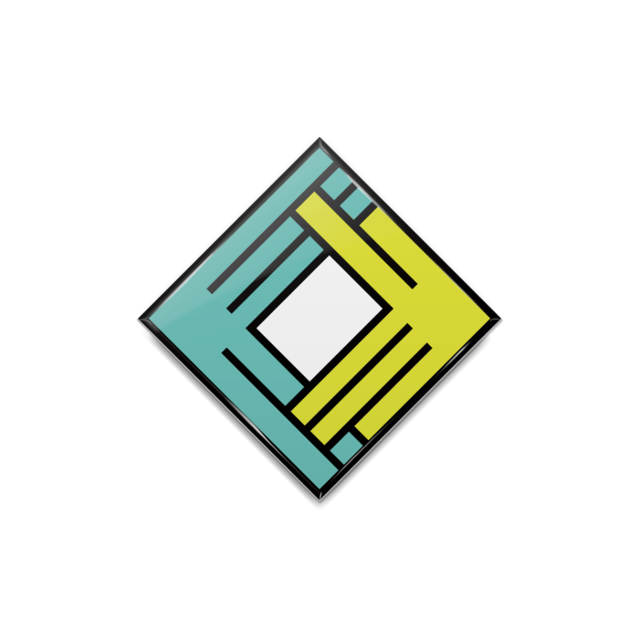 缶バッジ緑×黄 - ひし形40mm(2)