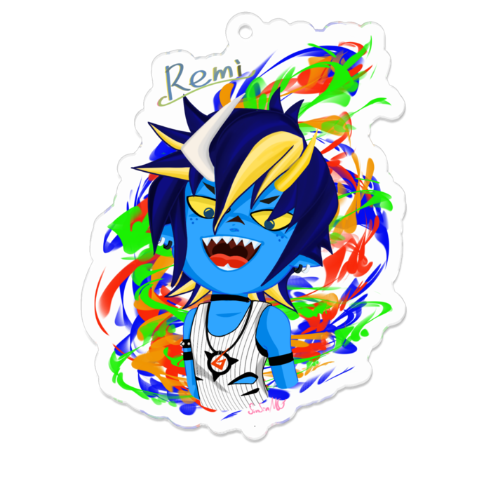 口開きアクリルキーホルダー - 70 x 70 (mm)