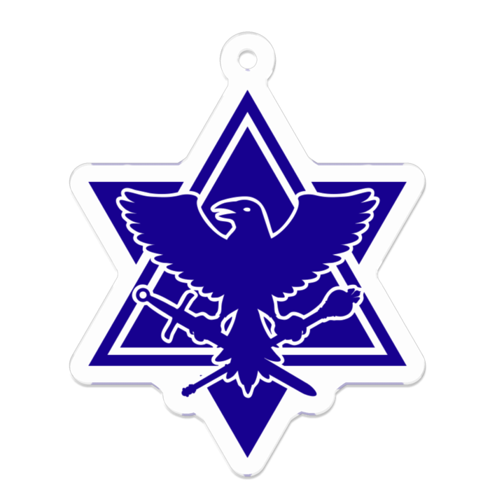 青でフチなしアクリルキーホルダー - 50 x 50 (mm)