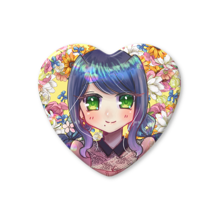 ハート缶バッジ - 57 × 52.5mm