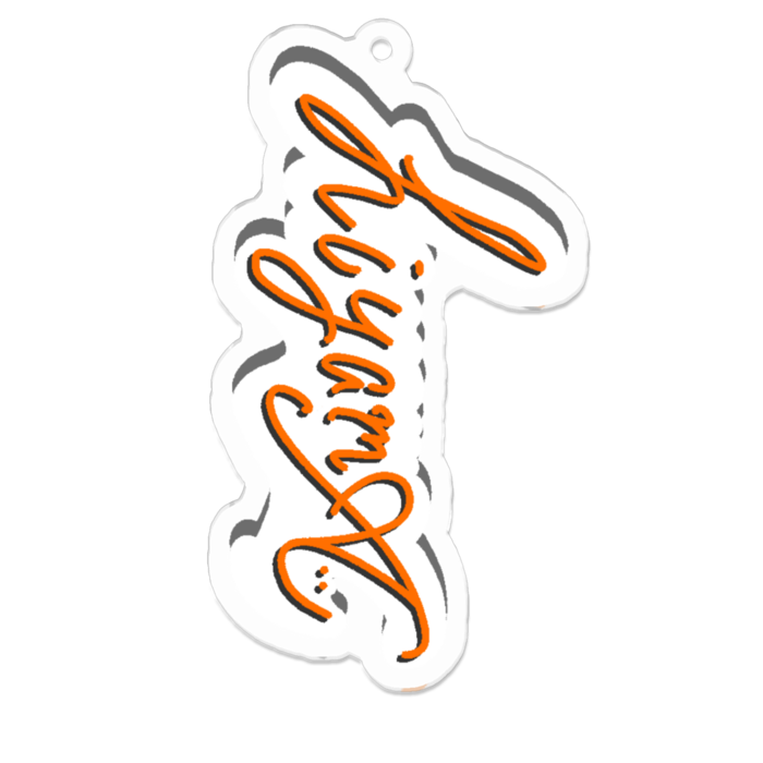 アクリルキーホルダー - 70 x 70 (mm) - サイン/orange