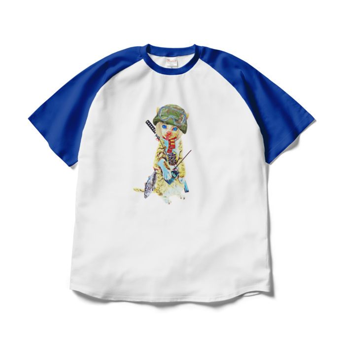 ラグランTシャツ - XL - ホワイト×ロイヤルブルー