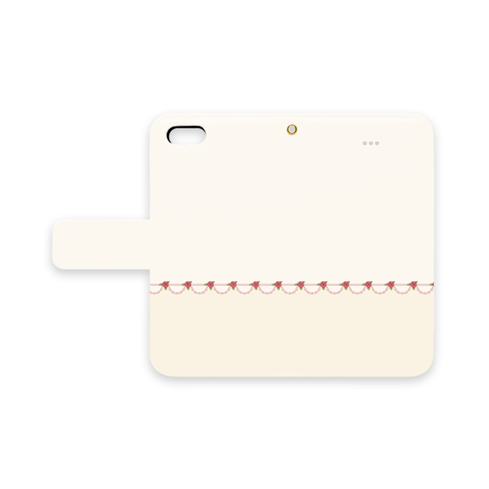 手帳型iPhoneケース　iPhone 5 / 5s / SE(第1世代)　ベルトあり＋穴あり　赤薔薇×ベージュ