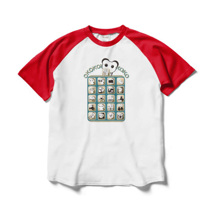 ラグランTシャツ - L - ホワイト×レッド