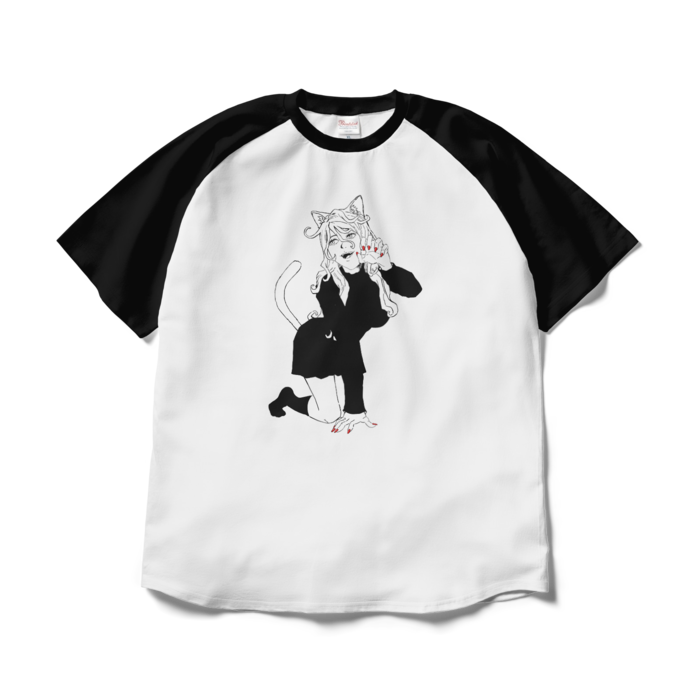 ラグランTシャツ - XL - ホワイト×ブラック