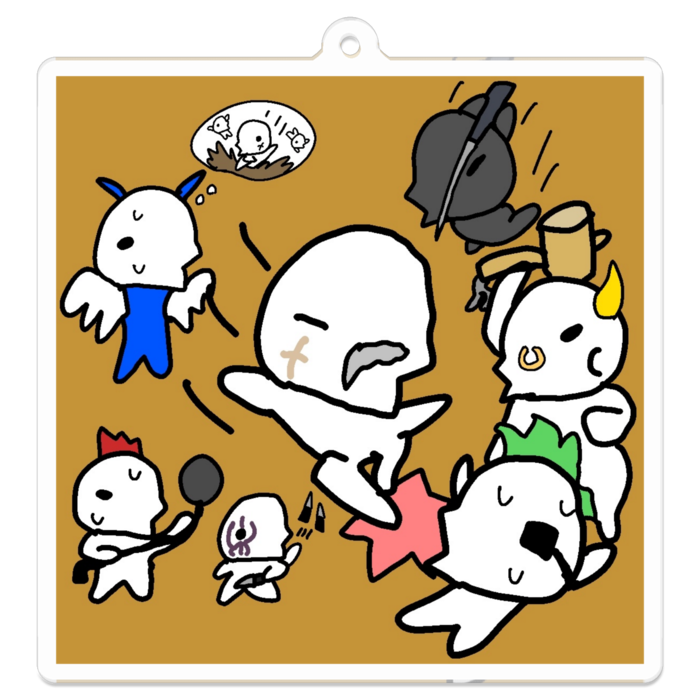 アクリルキーホルダー - 70 x 70 (mm) - たまにいるめちゃくちゃ強い爺さん