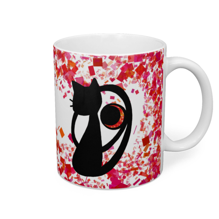 黒ねこ マグカップ - 直径 8 cm / 高さ 9.5 cm