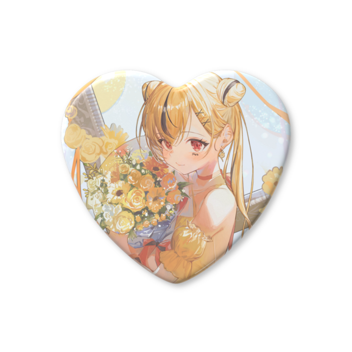 ハート缶バッジ - 57 × 52.5mm