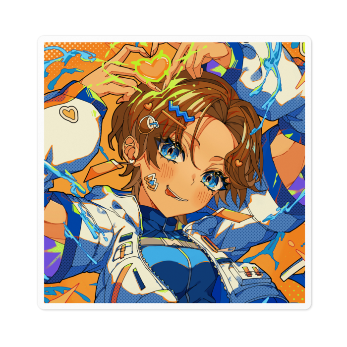 ステッカー（舌出し）- 100 x 100 (mm)