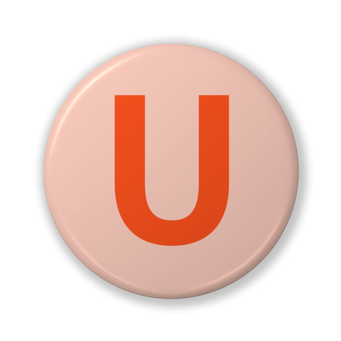 【U(ユー)】〈オレンジ〉缶バッジ- 32mm