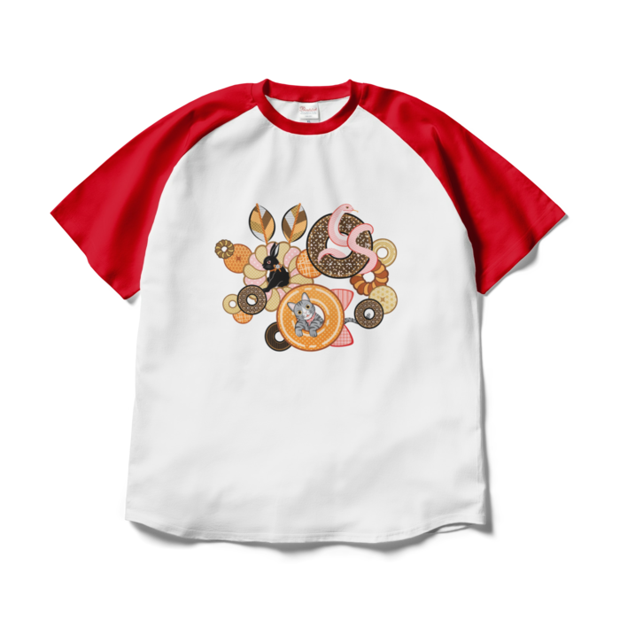 ラグランTシャツ - XL - ホワイト×レッド