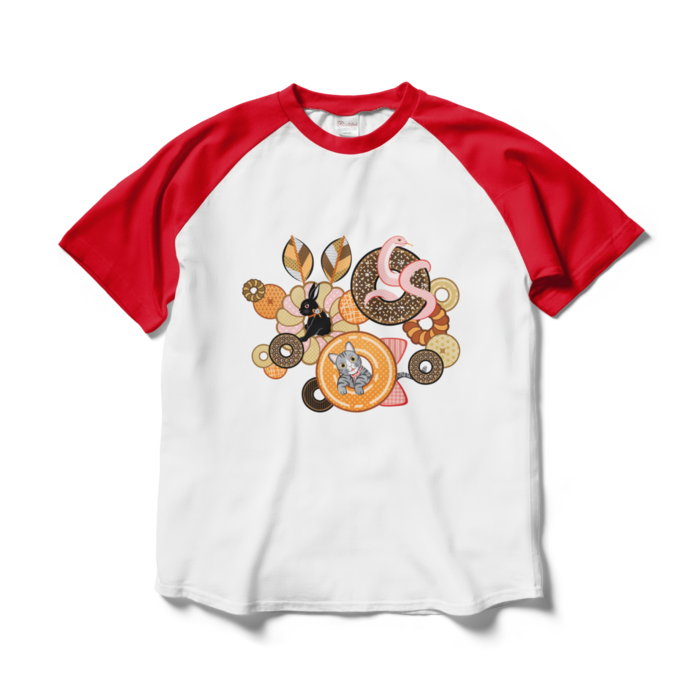ラグランTシャツ - L - ホワイト×レッド