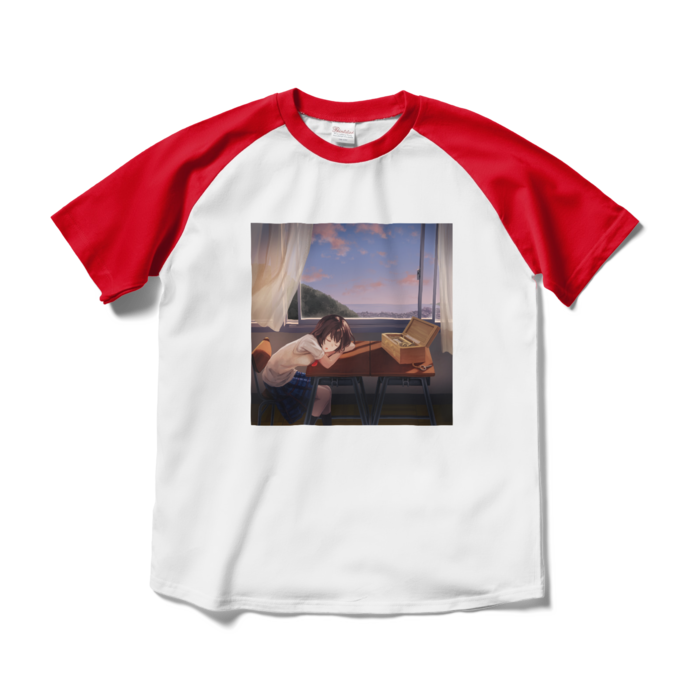 ラグランTシャツ - M - ホワイト×レッド