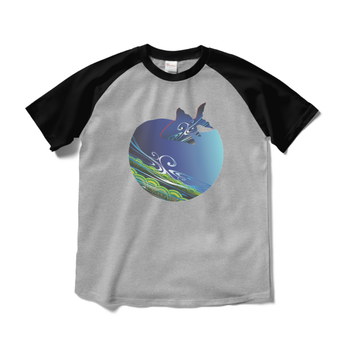 ラグランTシャツ - M - 杢グレー×ブラック
