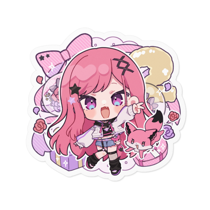 ステッカー3(耳なし白色ver)  - 100 x 100 (mm)