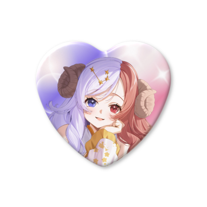 ハート缶バッジ - 57 × 52.5mm