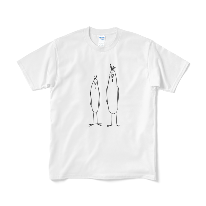 ゆるい友人にわとり(線画)Tシャツ（短納期） - M - ホワイト