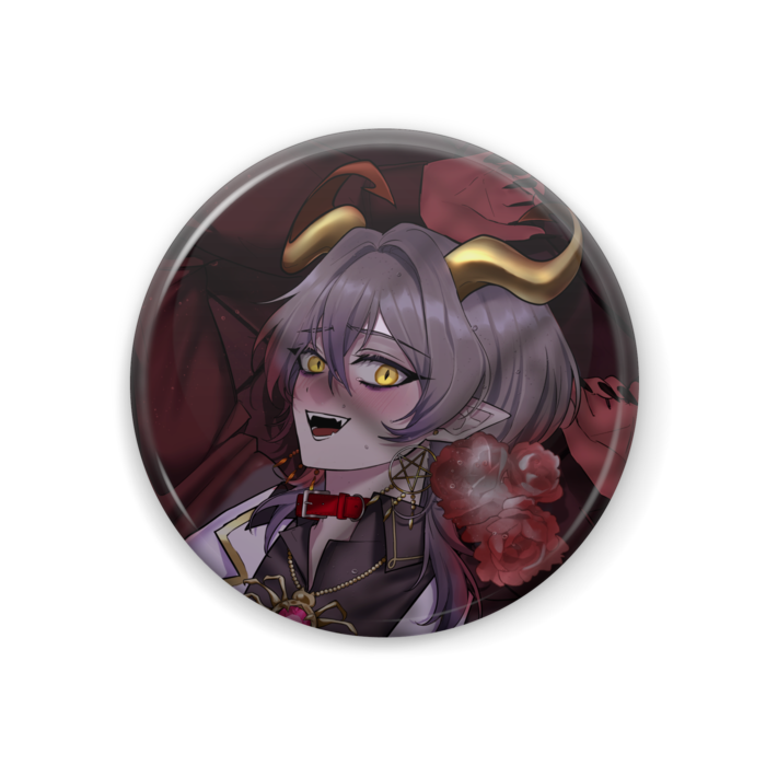 缶バッジ - 44mm 赤薔薇_頬染め 見開き