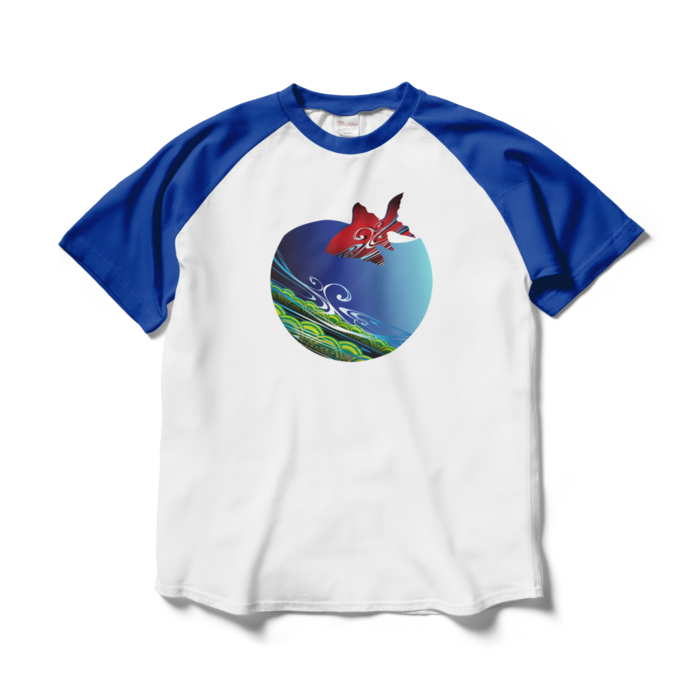 ラグランTシャツ - L - ホワイト×ロイヤルブルー