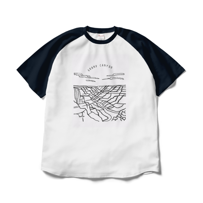 ラグランTシャツ - XL - ホワイト×ネイビー