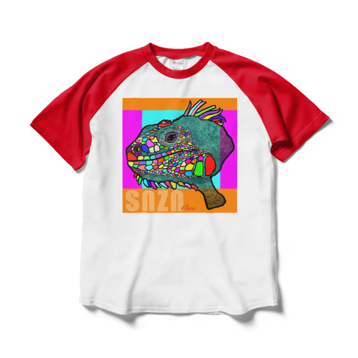 ラグランTシャツ - L - ホワイト×レッド