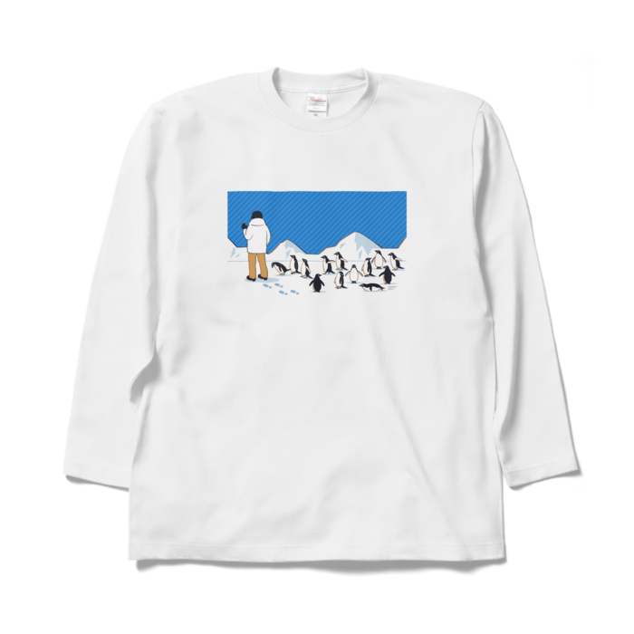 ロングスリーブTシャツ　青色×白色　XL