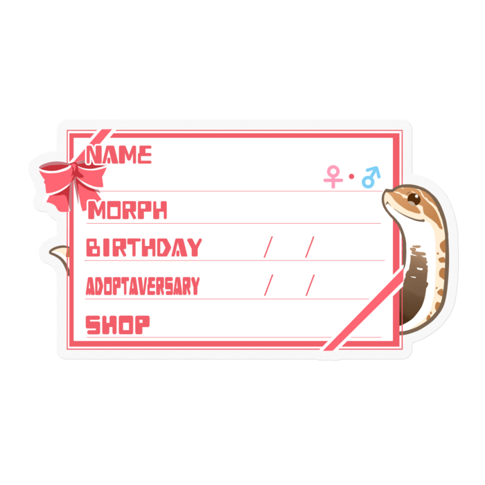 【🐍お名前ステッカー】シシバナ(アナコンダ) ‐リボン／ピンク(英語)