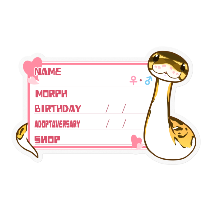【🐍お名前ステッカー】ボールパイソン(パイボール) ‐ ハート/ピンク(英語)