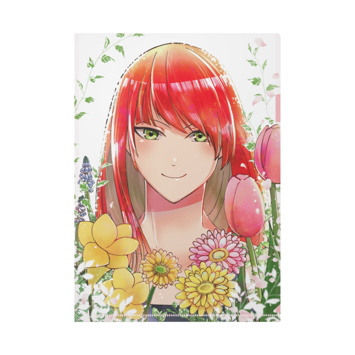花と少女のイラストクリアファイル Flower Garden Saku Booth