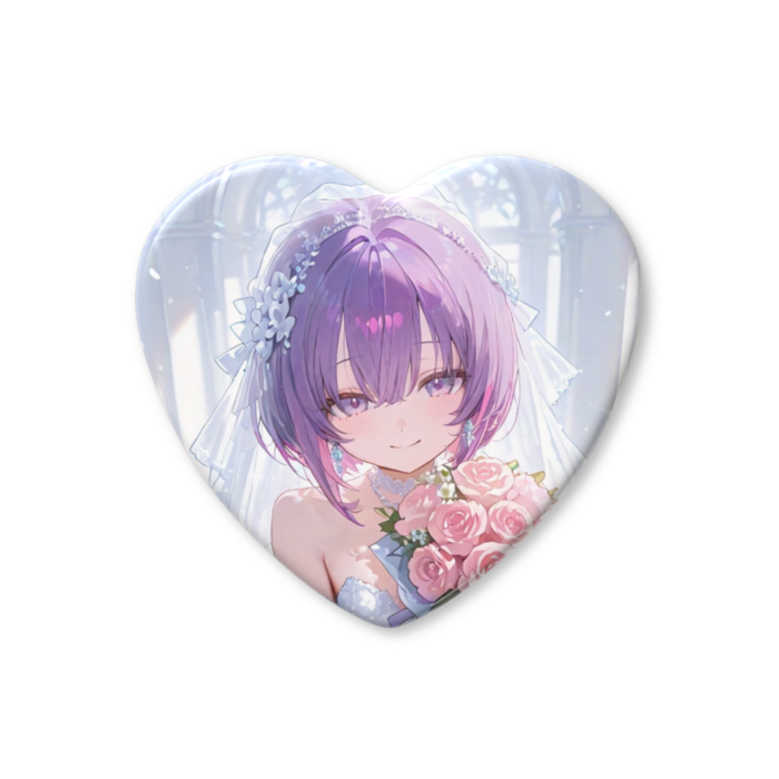 ハート缶バッジ - 57 × 52.5mm