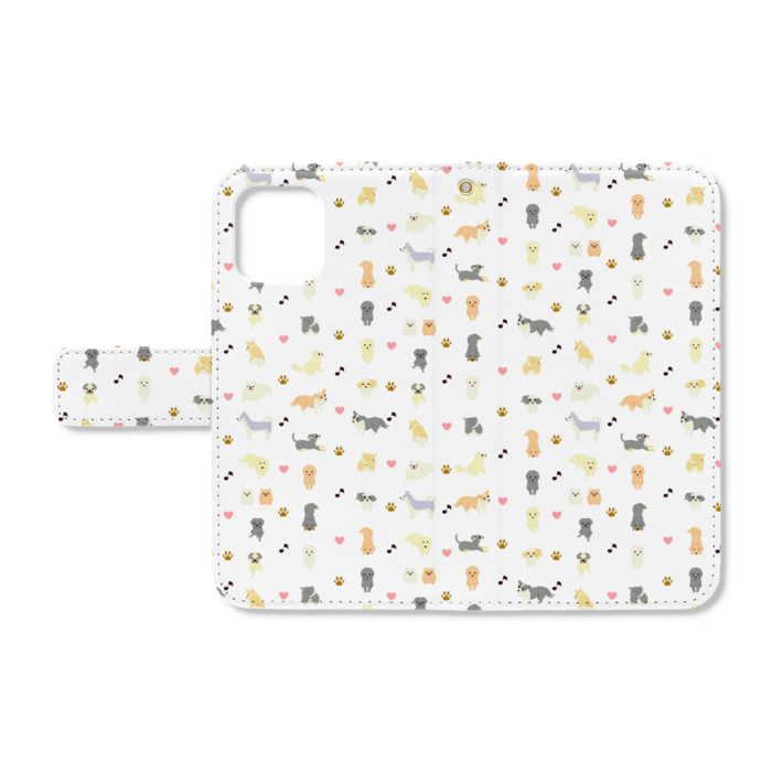 手帳型iPhoneケース　iPhone 12mini　ベルトあり＋穴あり　白