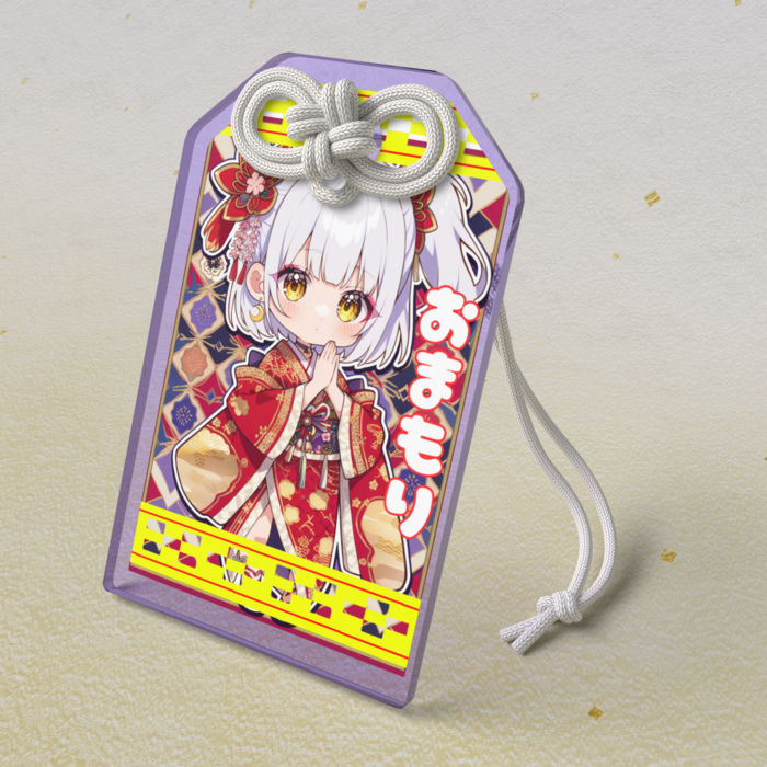 アクリルお守り - 50 × 80mmパープル