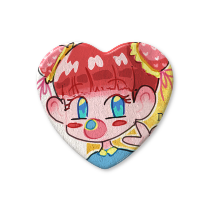 ハート缶バッジ - 52.5 × 57mm