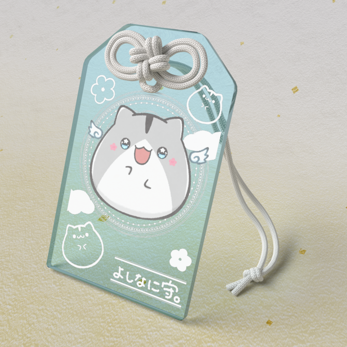 ①おはむ。アクリルお守り/ライトブルー（50 × 80mm）