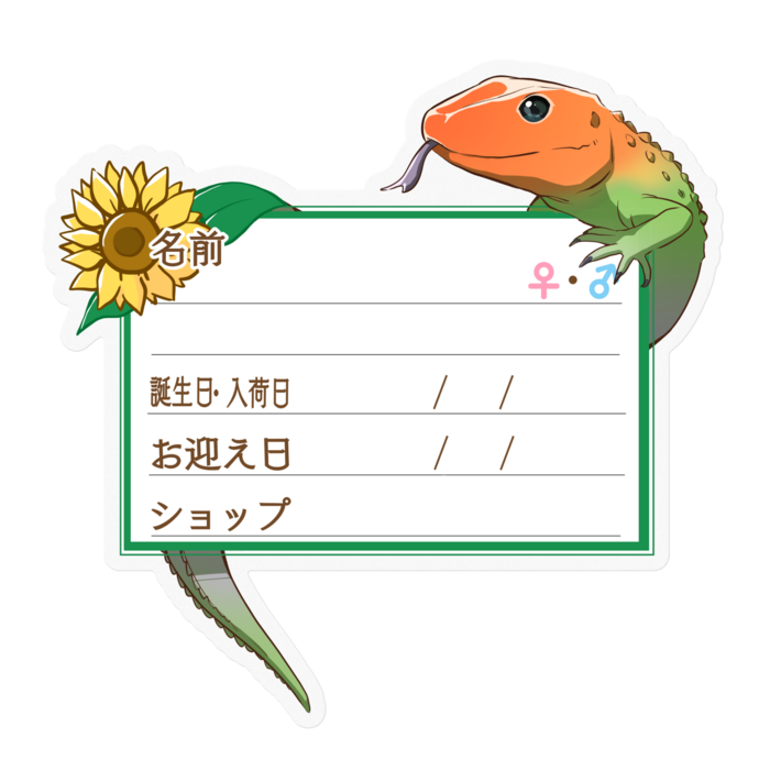 【🦎お名前ステッカー】カイマントカゲ-ひまわり