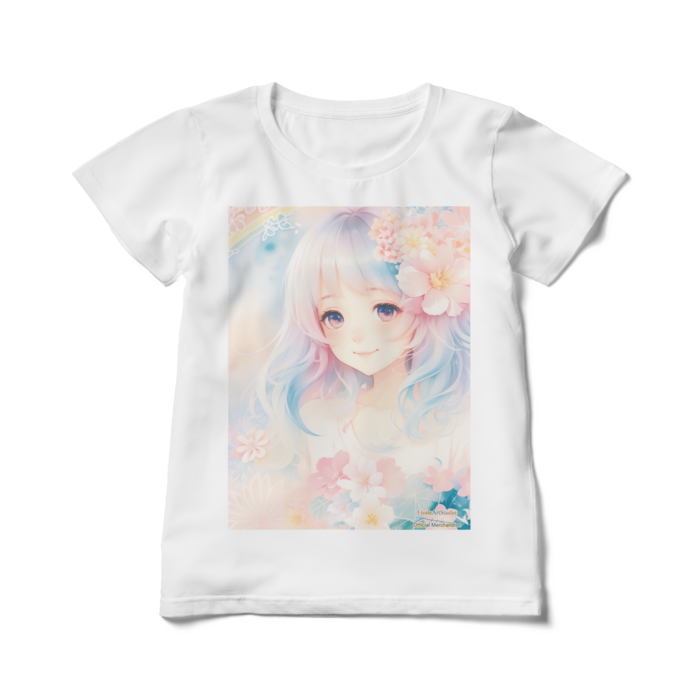 (前面プリント)「夢見る瞳6」レディースTシャツ - L - 白